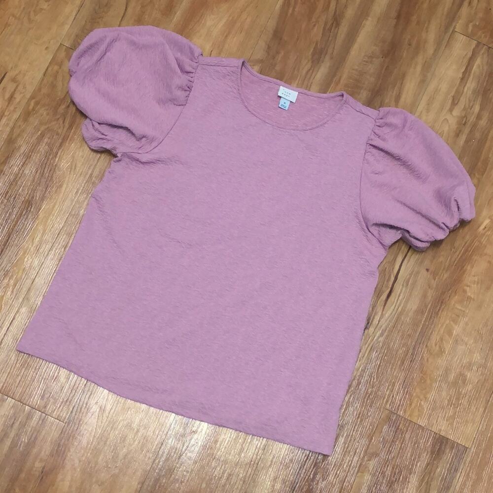 A New Day Rose Pink Textured Oversized Ruffle Short Sleeve Blouse Size Medium